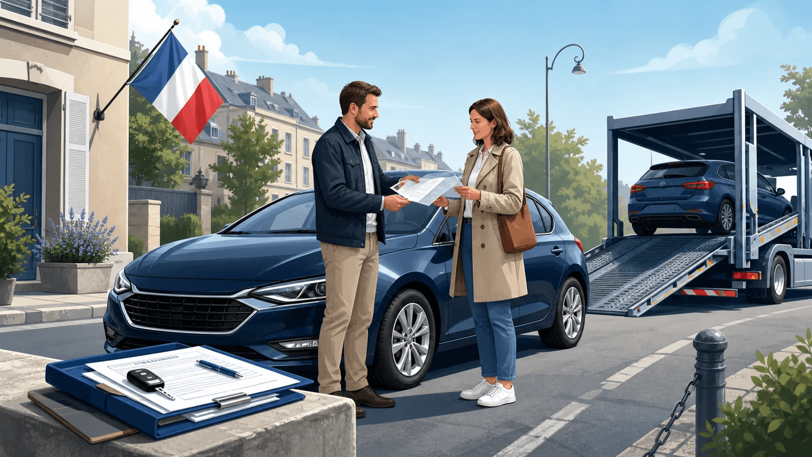 Samochód kupiony we Francji przygotowany do transportu do Polski